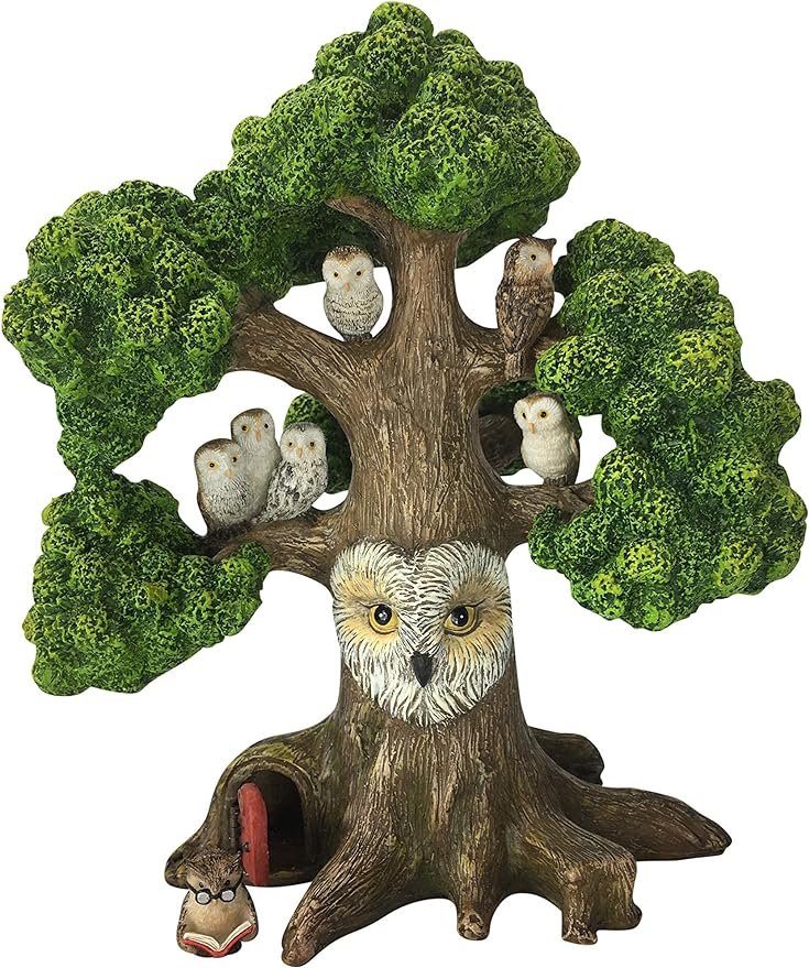 glitzglam fairy garden tree theodore the owl’s miniature tree (9.5 inch tall)