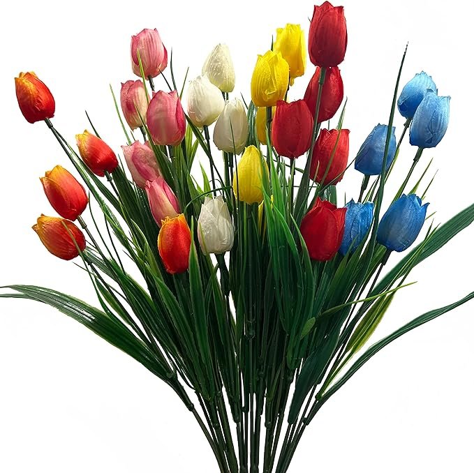 6 bundles multicolor artificial tulips flowers