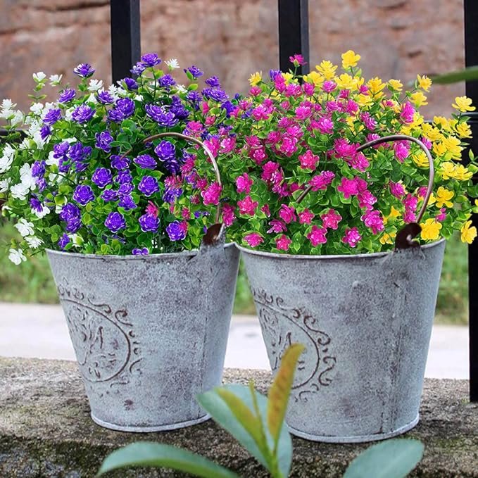 8 bundles artificial flowers lifelike no fade uv resistant