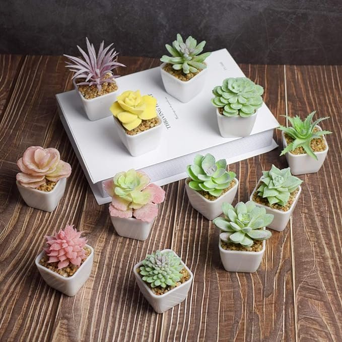 tiita artificial faux succulents in pots fake plants