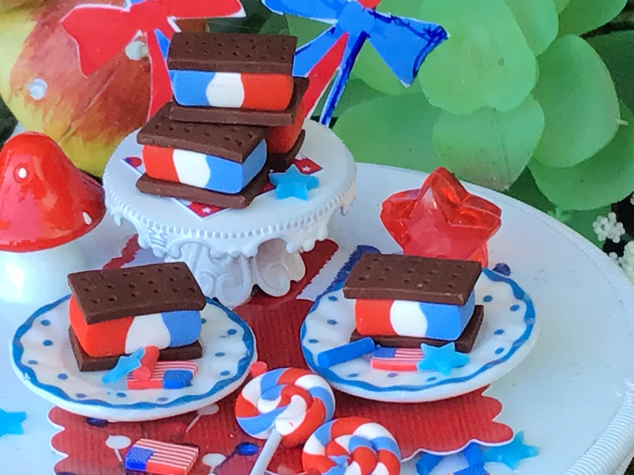 , 4th of july ice cream sandwiches, red, white, blue