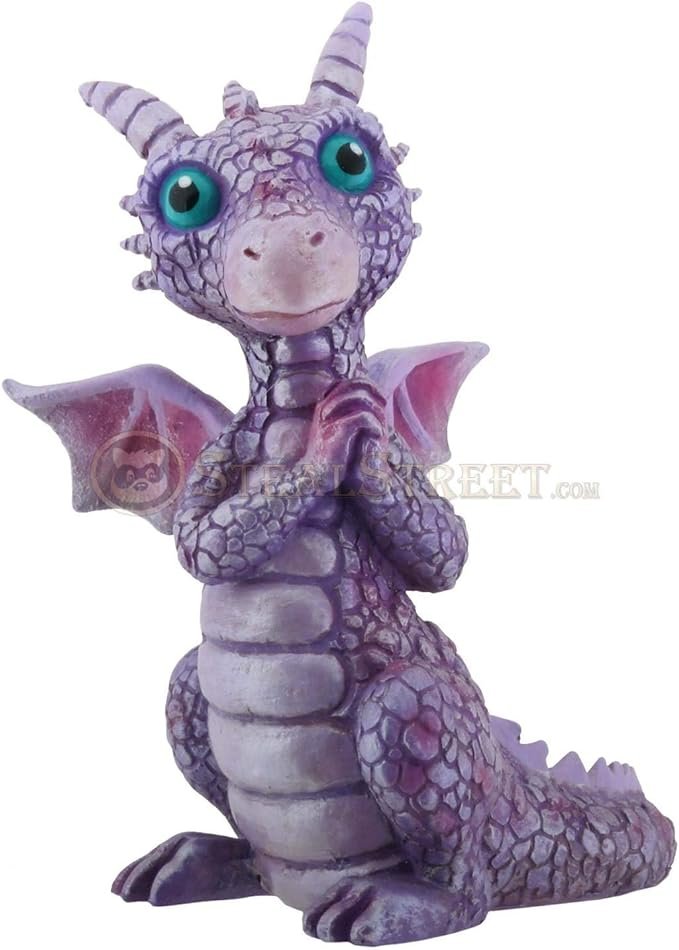 cold cast resin purple and pink baby dragon figurine