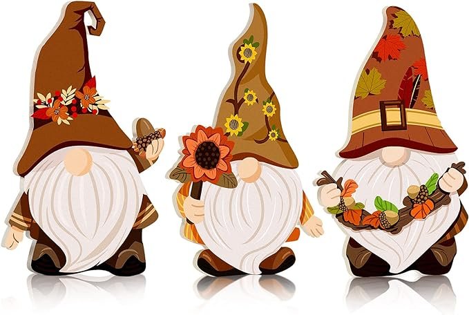 3 pieces fall gnomes table decor