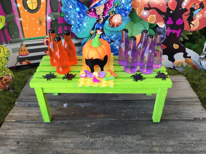 halloween orange and purple sodas, fairy garden, miniature, dollhouse