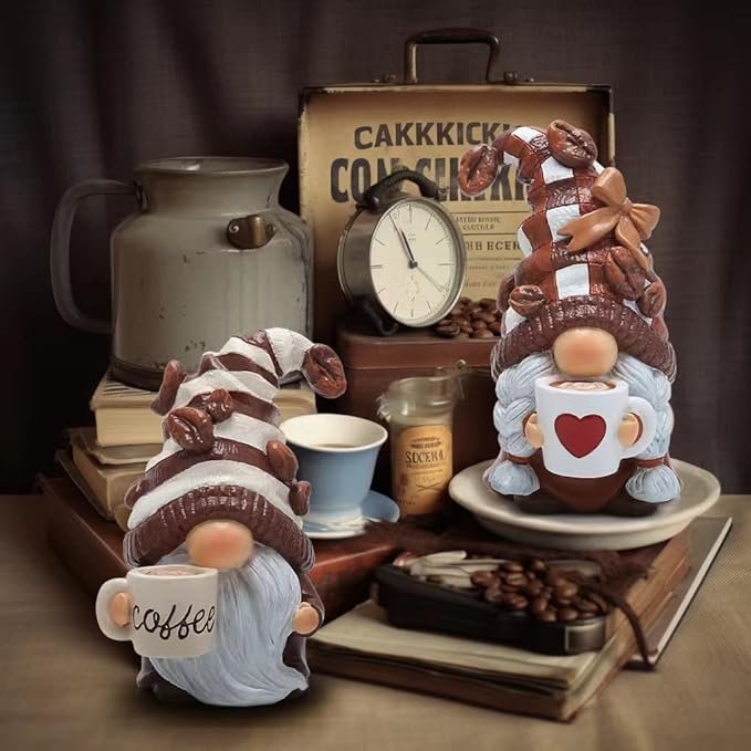 hodao 2pcs coffee gnomes figurines