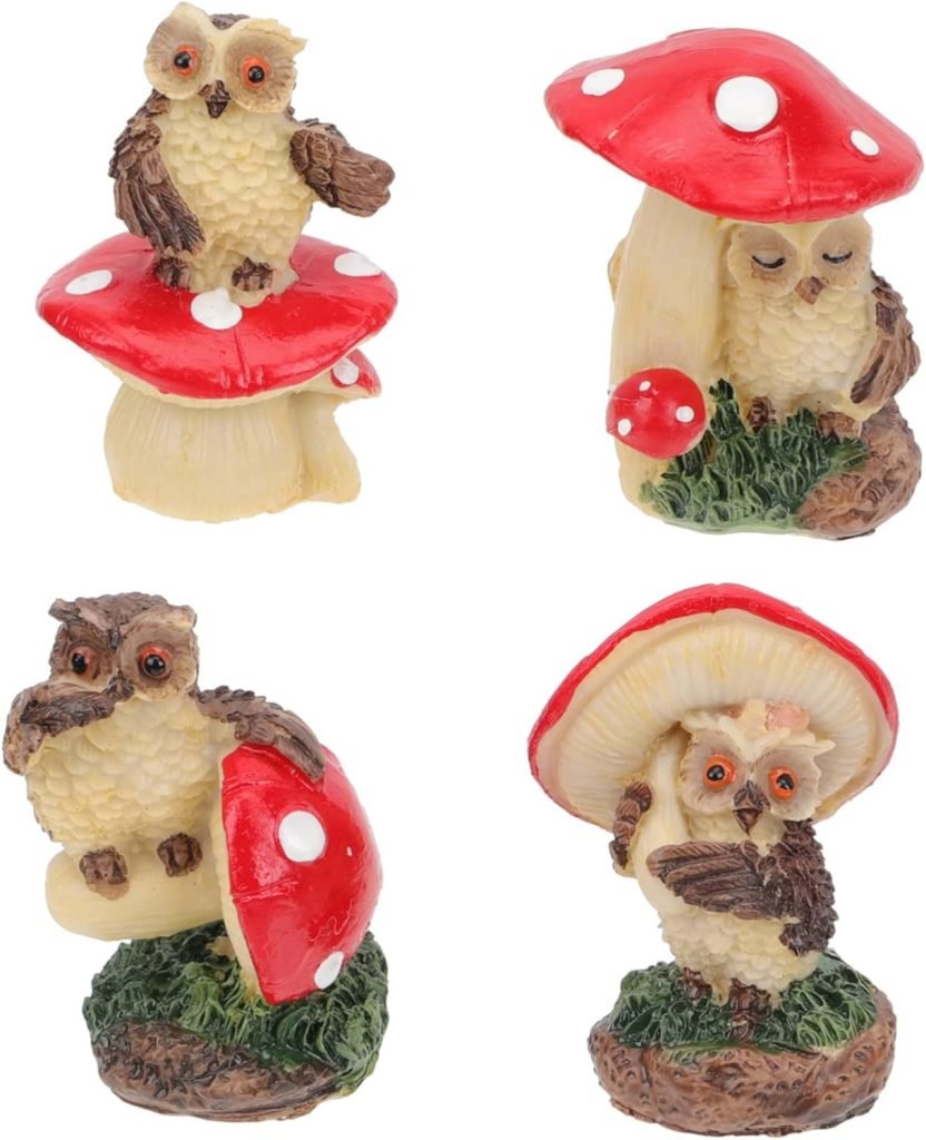 4 pcs resin crafts owl garden statues