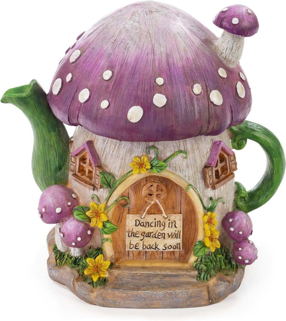 vp home mushroom teapot solar light for home and outdoor decor