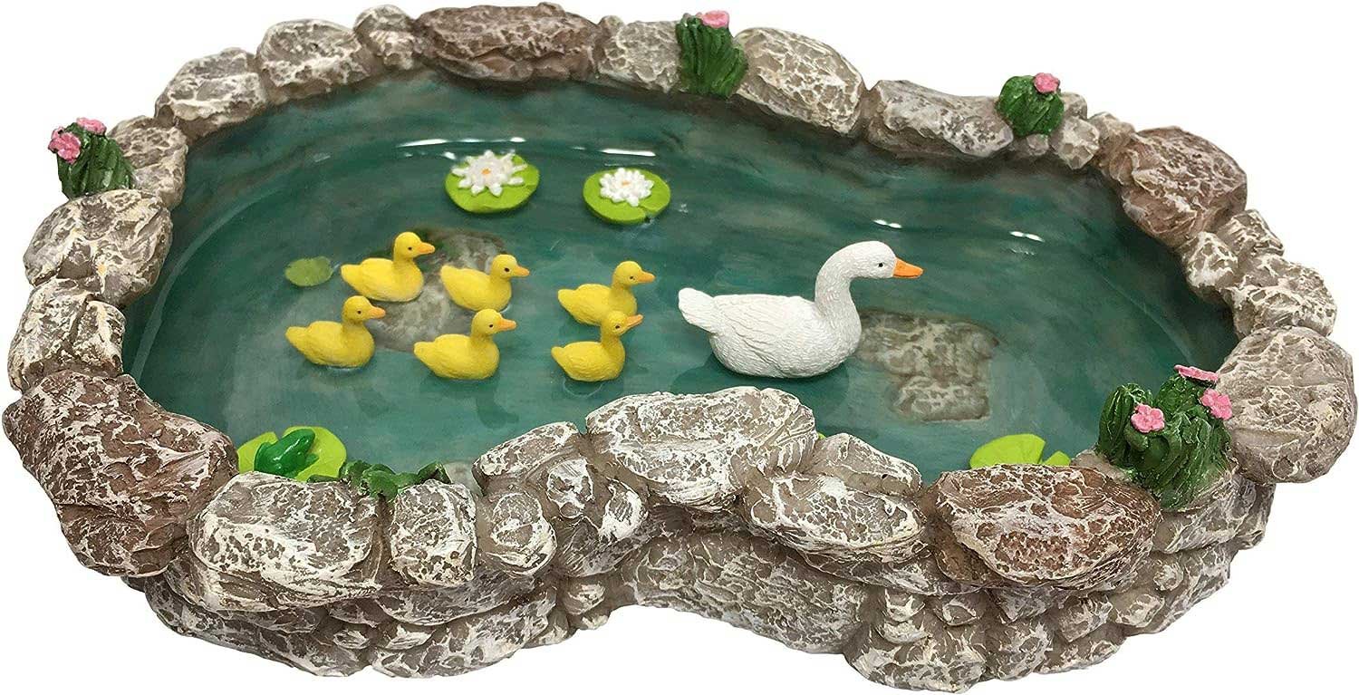 glitzglam duck pond mother and ducklings! a miniature duck pond for a miniature fairy garden and miniature garden accessories
