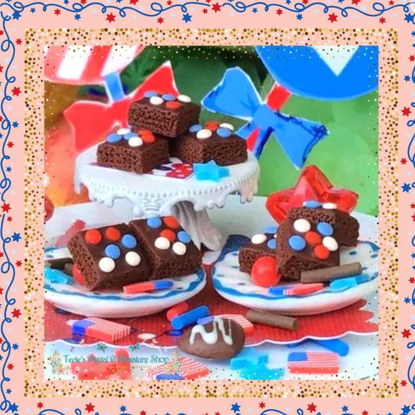 112 4th of july brownies, red, white, blue, miniature