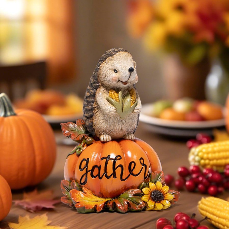 magical hedgehog and pumpkin centerpiece